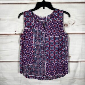 Violet + Claire Sleeveless Blouse Women Small Multicolor Geometric Patchwork Top